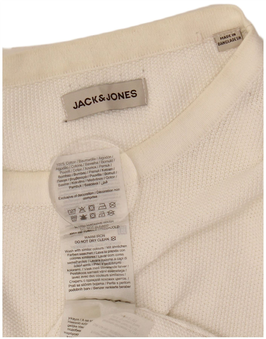 Jack & Jones Mens Crew Neck Jumper Sweater Large White Cotton