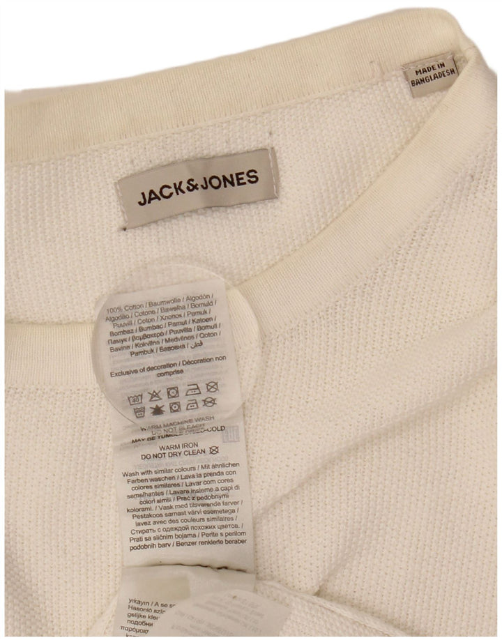 Jack & Jones Mens Crew Neck Jumper Sweater Large White Cotton