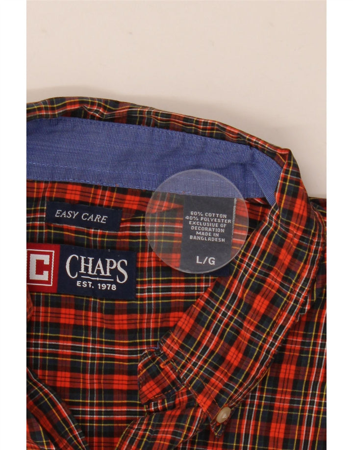 Chaps Herrenhemd, groß, orange kariert, Baumwolle