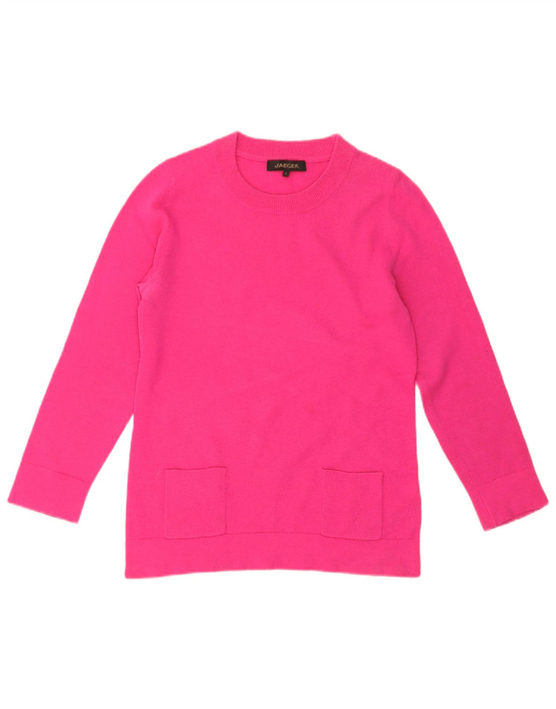 Maglione maglione girocollo da donna Jaeger UK 10 piccolo lana rosa