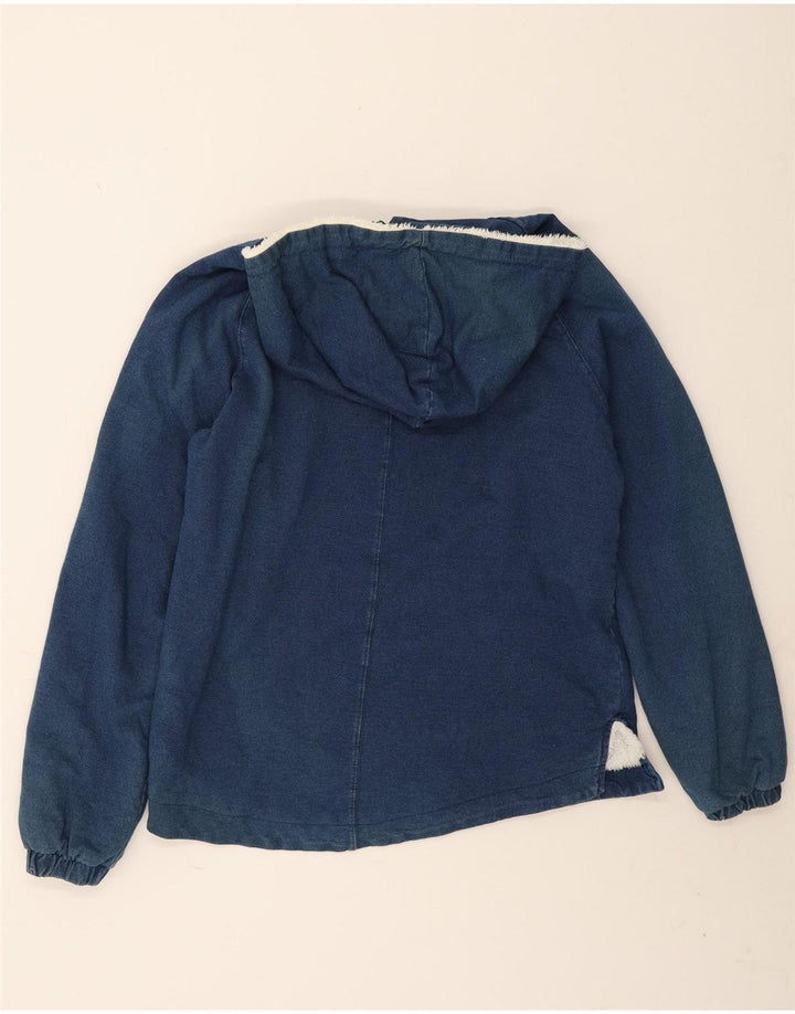 O'Neill Womens Pullover Denim Sherpa Jacket UK 16 Large Blue Cotton