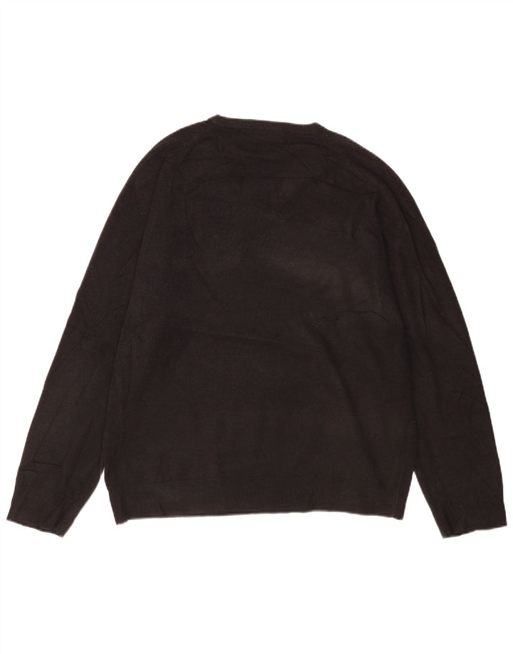 Marks & Spencer Mens V-Neck Jumper Sweater UK 41/43 Large Black