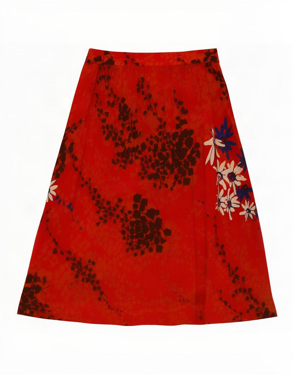 Vintage Womens A-Line Skirt W28 Medium Orange Floral