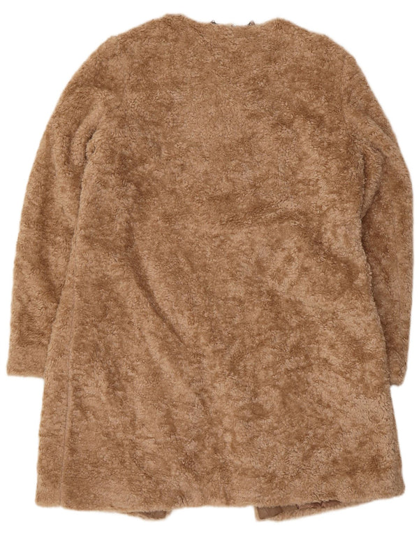 Marks & Spencer Damen Autograph Sherpa Open Overcoat UK 14 Large Beige