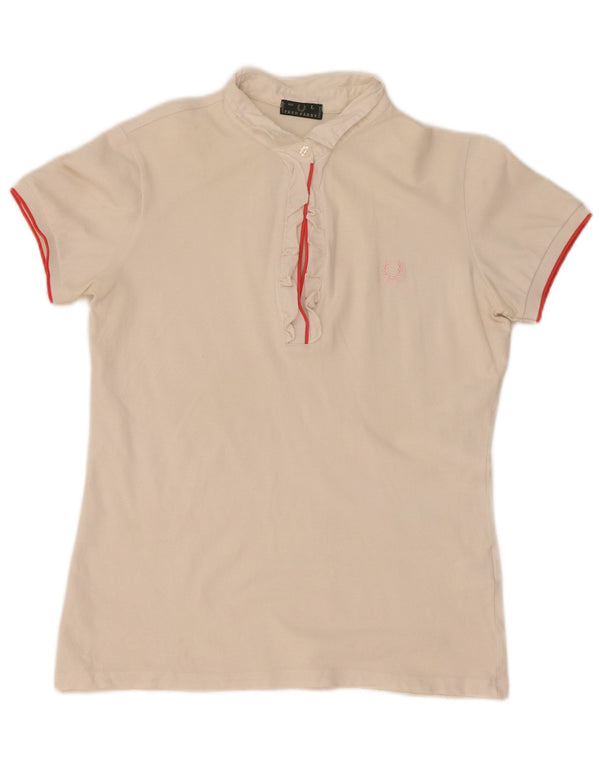 Fred Perry Womens Polo Shirt UK 14 Large White Cotton