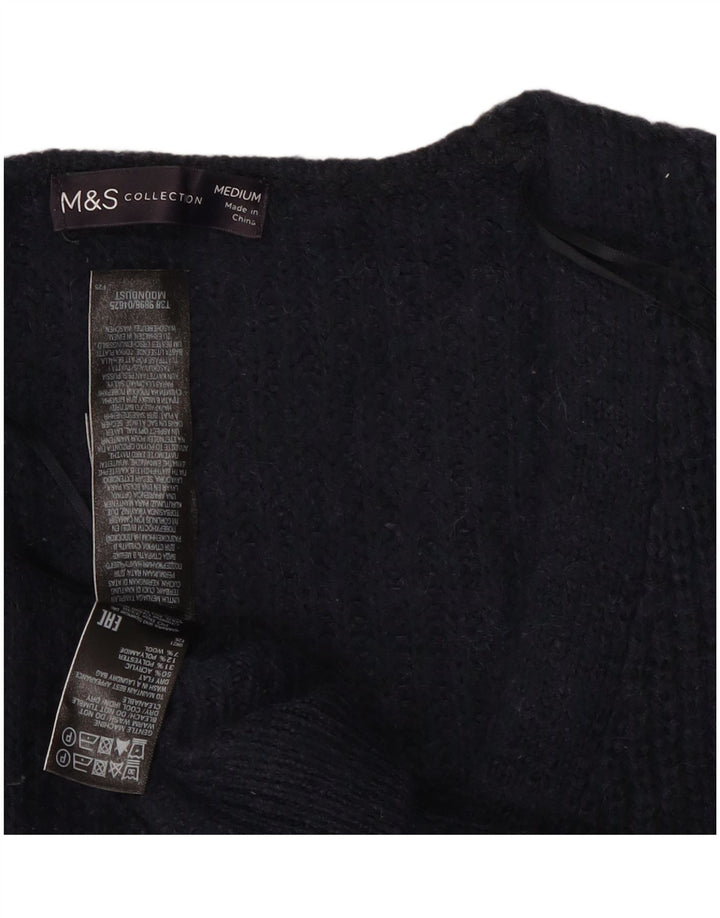 Marks & Spencer Womens Cardigan Sweater UK 14 Medium Navy Blue Acrylic