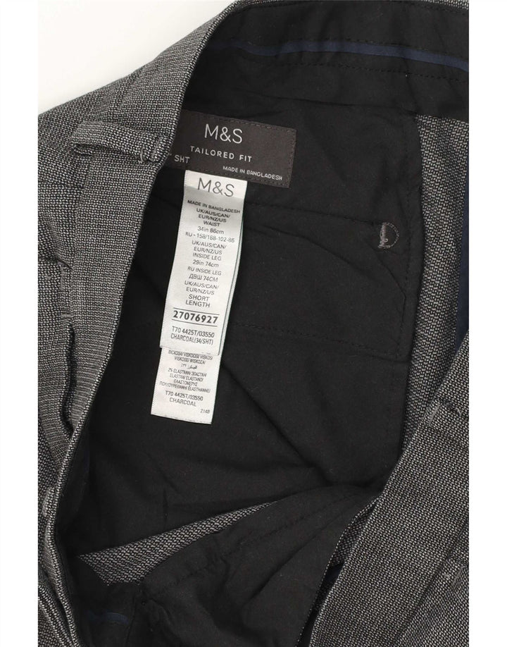 Мужские костюмные брюки строгого покроя Marks & Spencer W34 L28 серые из полиэстера