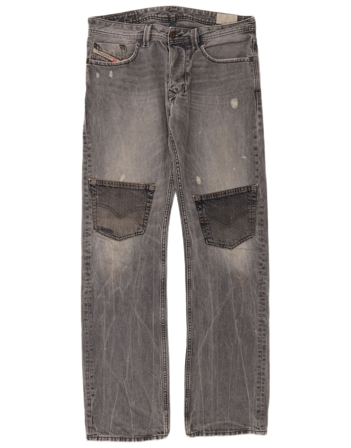 Diesel Mens Distressed Cargo Straight Jeans W32 L34 Blue Cotton