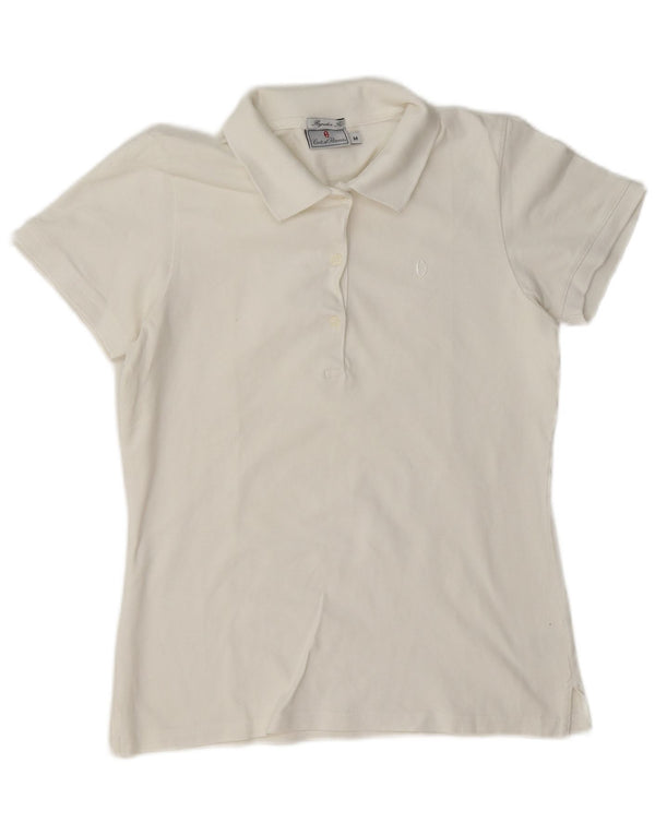 Polo da donna vestibilità regolare Conte of Florence UK 14 cotone bianco medio