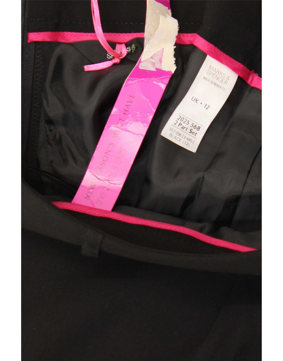 Gonna a tubino da donna Marks & Spencer UK 12 media W30 poliestere nero