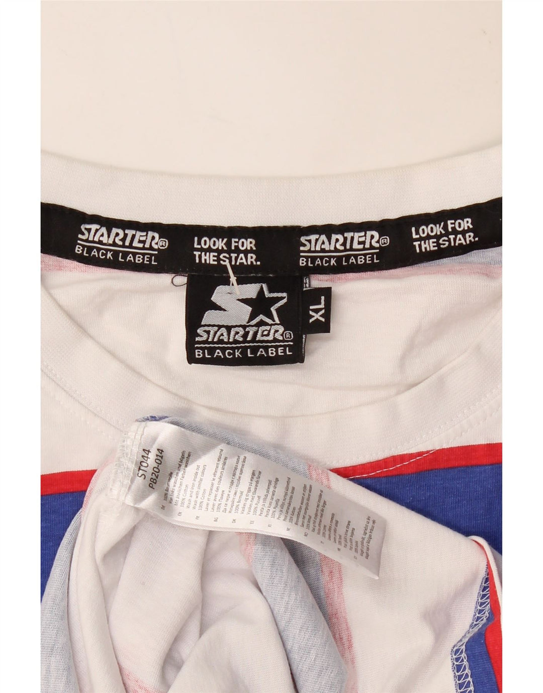STARTER Mens Graphic T-Shirt Top XL White Striped Cotton