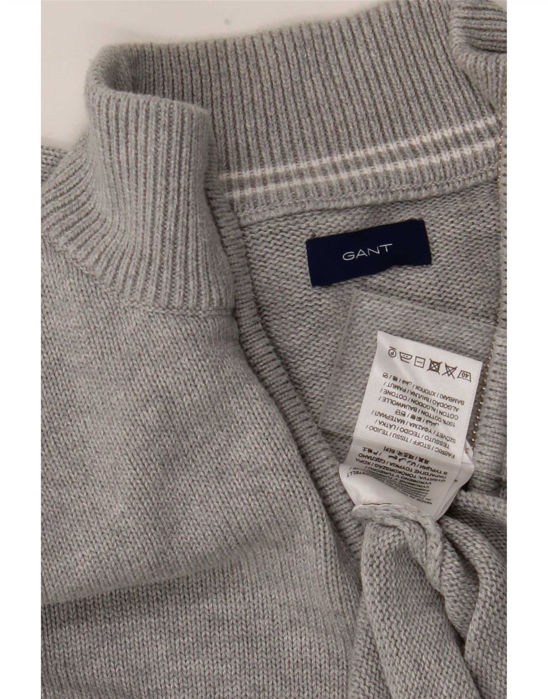 Gant Boys Zip Neck Jumper Sweater 11-12 Years Grey Cotton