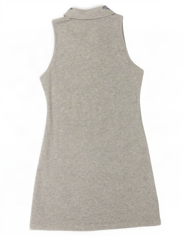 Vintage Womens Sleeveless Polo Dress UK 12 Medium Grey Cotton