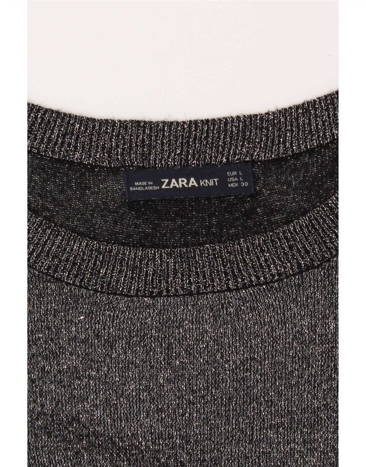 Zara Womens Top Long Sleeve UK 16 Large Grey