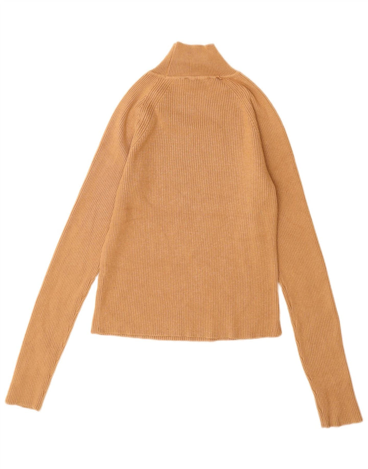 Zara Womens Turtle Neck Jumper Sweater UK 12 Medium Beige Viscose