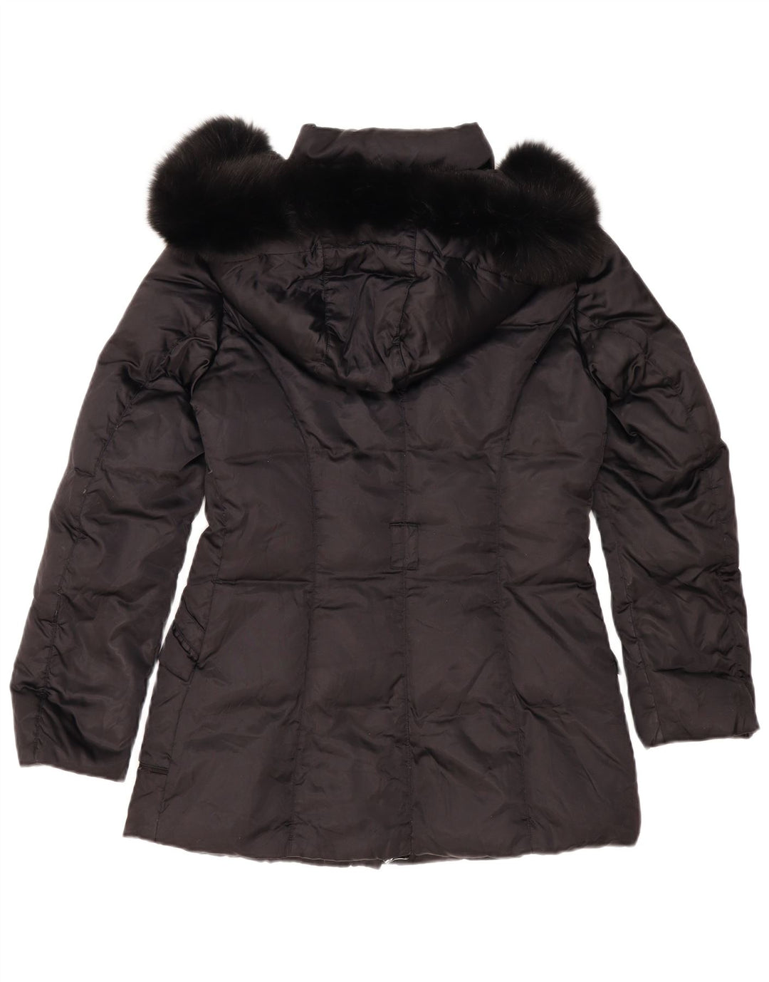 Trussardi Womens Hooded Padded Coat IT 42 Medium Black Polyester