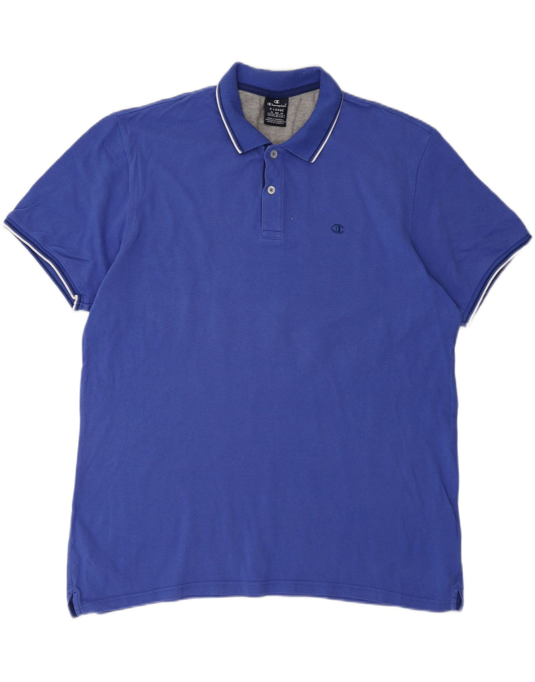 CHAMPION Mens Polo Shirt XL Blue Cotton Vintage Champion and Second-Hand Champion from Messina Hembry 