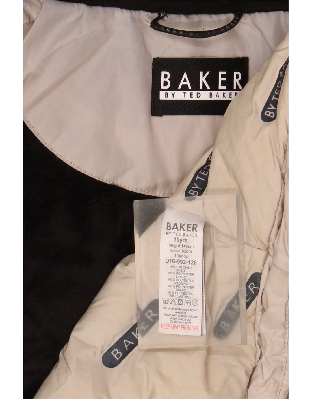 Cappotto imbottito con cappuccio grafico per ragazze Ted Baker 9-10 anni Poliestere beige