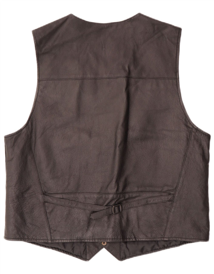 Wilda Mens Leather Waistcoat 2XL Black Leather