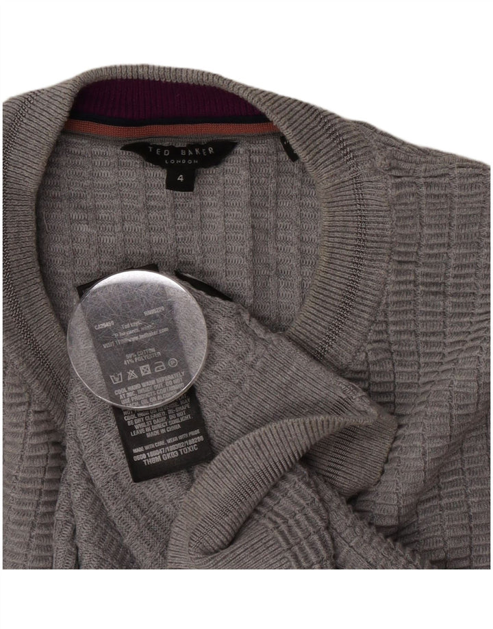 Ted Baker Herren-Pullover mit Rundhalsausschnitt, Größe 4, große graue Baumwolle