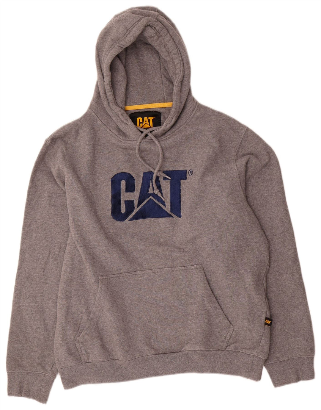 CAT Mens Graphic Hoodie Jumper Large Grey Cotton