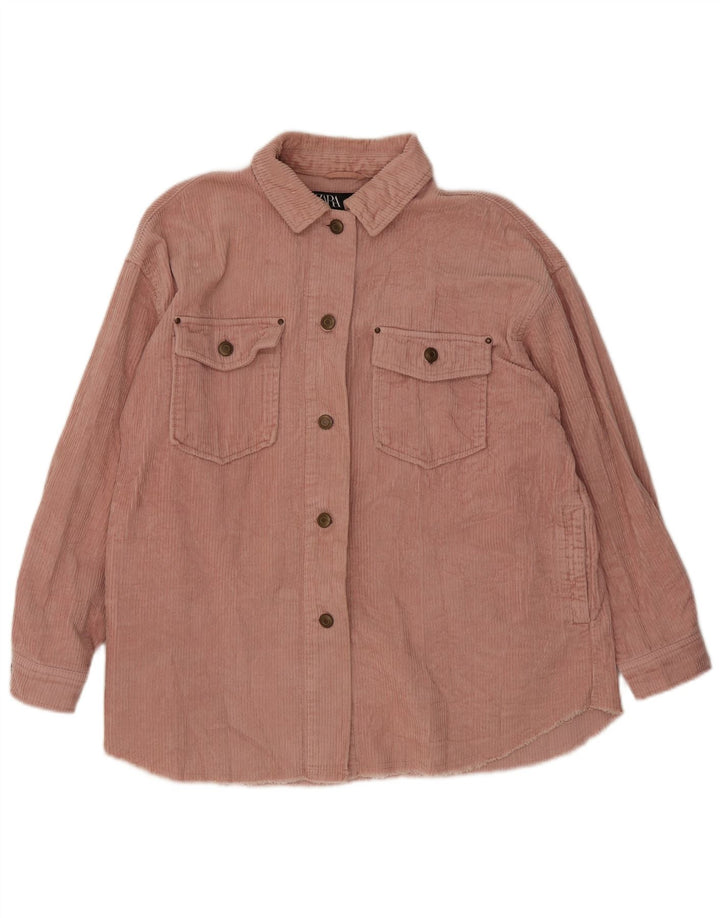 Zara Womens Oversized Corduroy Shirt UK 10 Small Pink