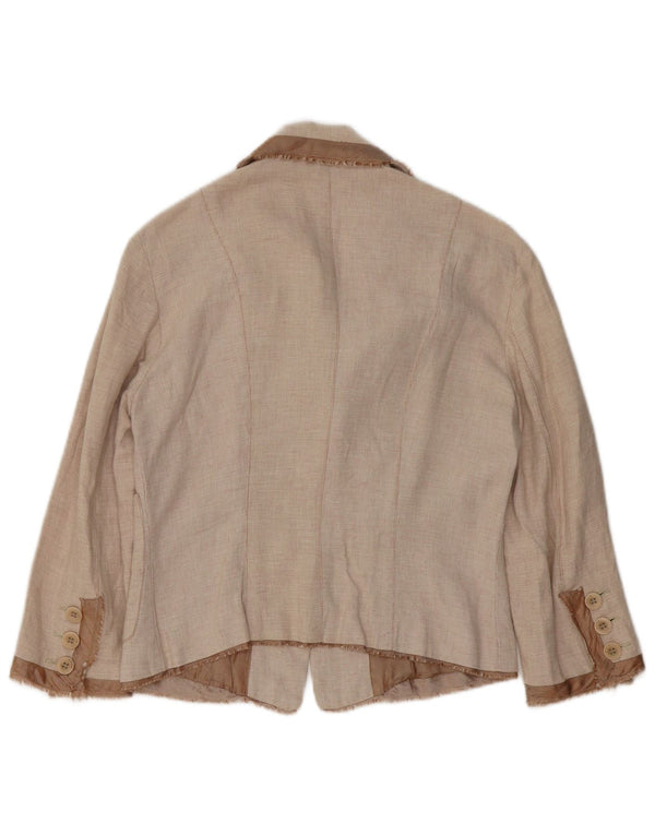Pinko Womens 3 Button Blazer Jacket UK 8 Small Beige Cotton