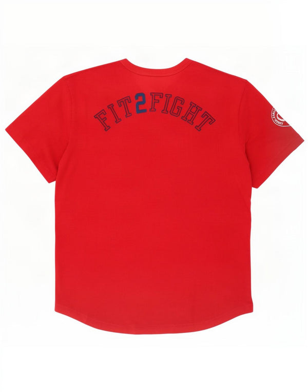 Gas Dame Grafisk T-Shirt Top UK 16 Stor Rød Bomuld