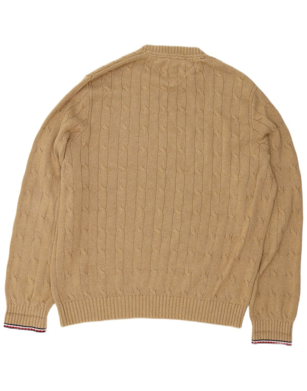 Tommy Hilfiger Pull à col rond pour homme en coton beige Large