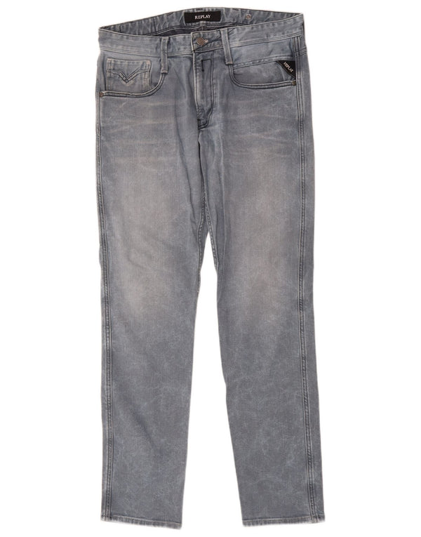 Replay Mens Slim Jeans W31 L30 Blue Cotton