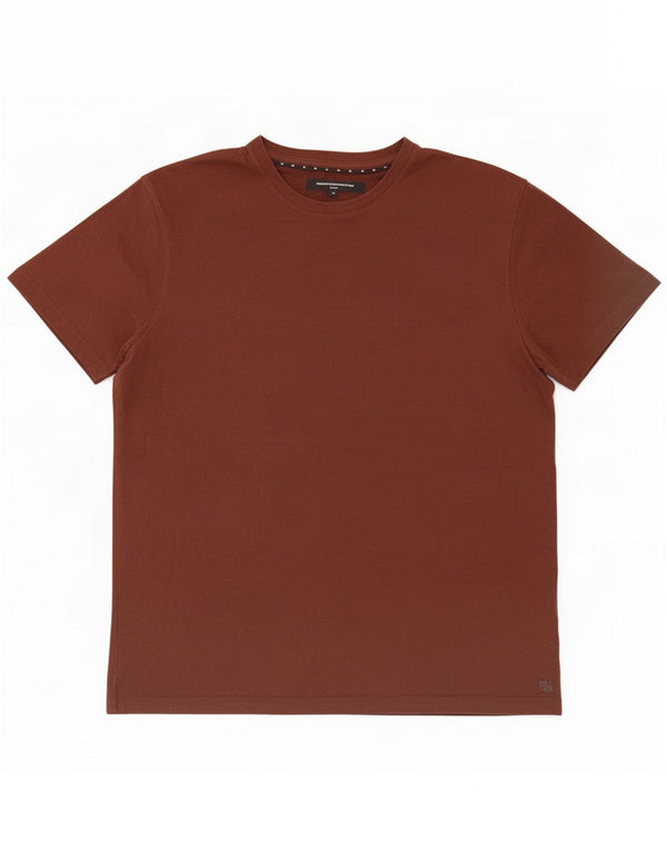 French Connection Mens T-Shirt Top Medium Brown Cotton