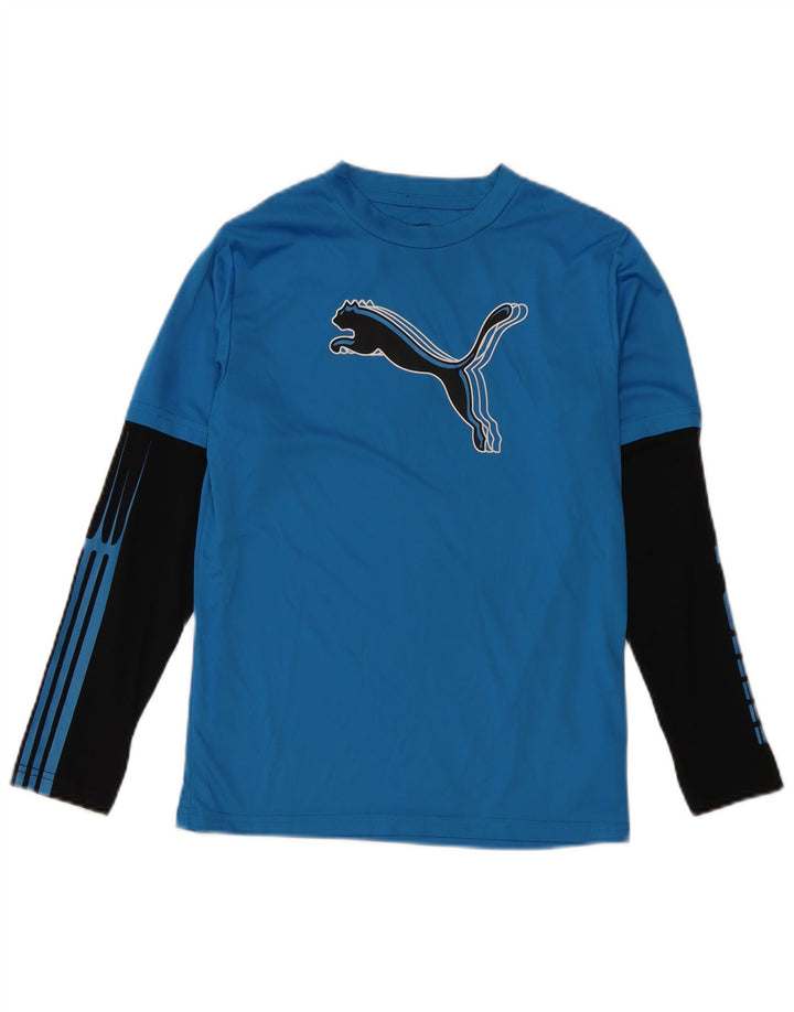 Puma Boys Grafisk Top Langærmet 11-12 år Blå Colourblock Polyester