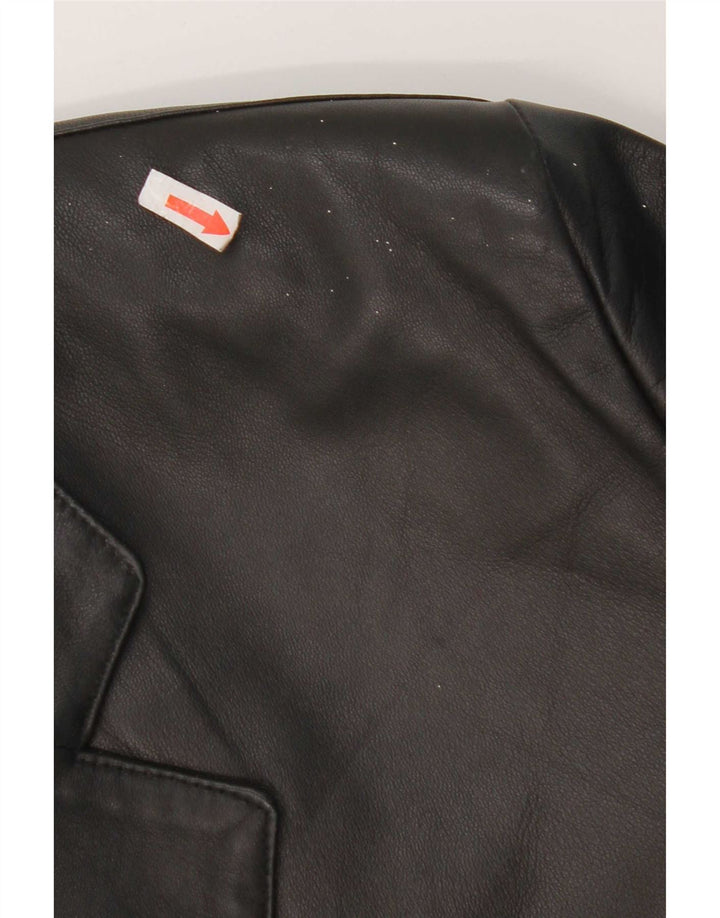 Vintage Mens 3 Button Leather Blazer Jacket IT 56 2XL Black