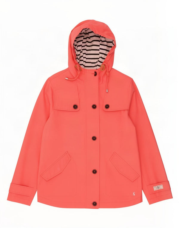 Jaqueta de chuva feminina com capuz Joules UK 12 algodão rosa médio