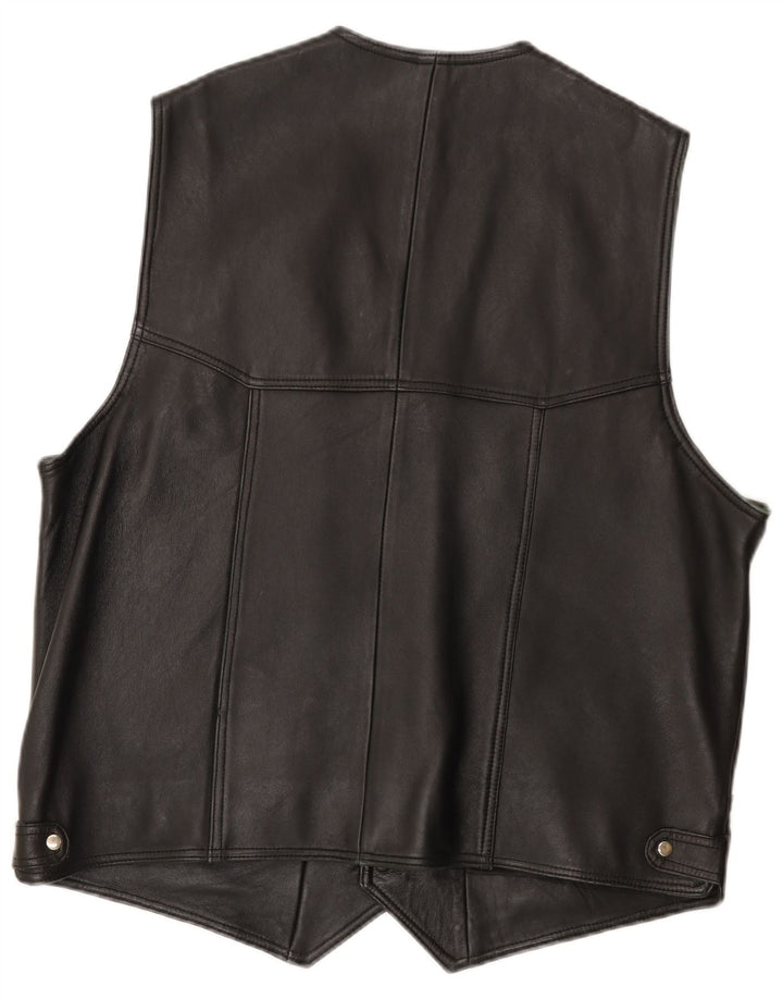 Vintage Mens Leather Waistcoat IT 56 3XL Black