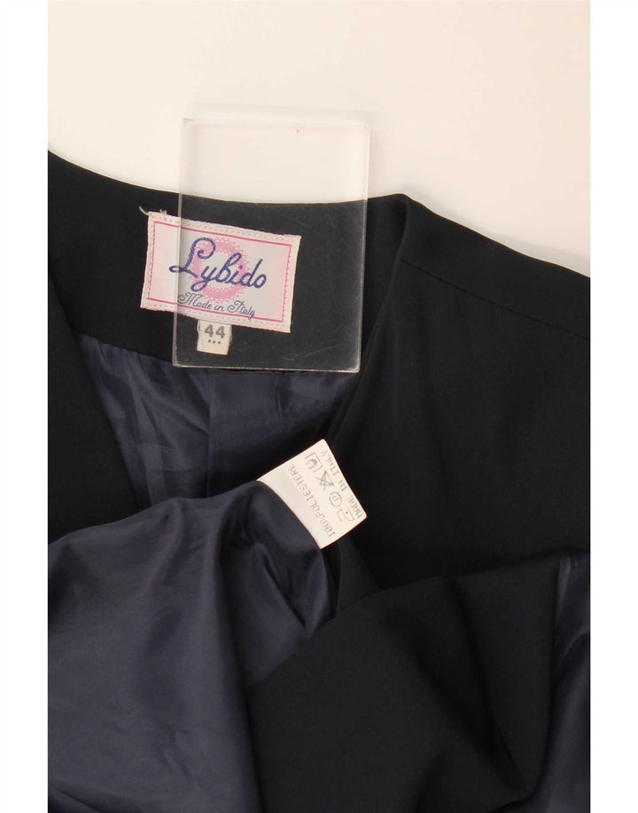 Lybido Womens Double Breasted Coat IT 44 Medium Navy Blue Floral Polyester