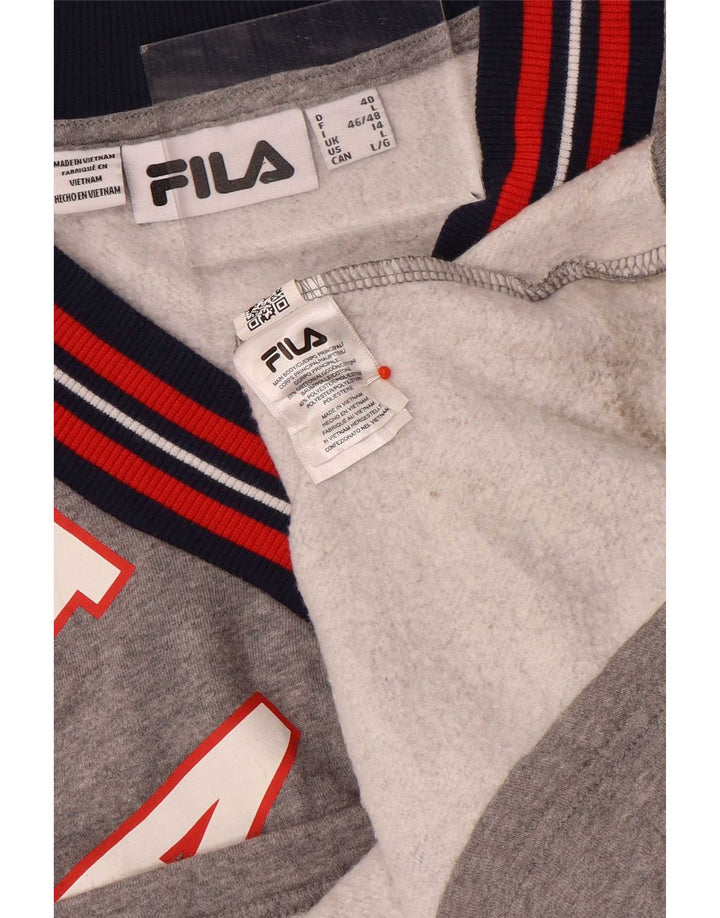Fila Womens Graphic Sweatshirt Jumper UK 14 Large Grey Colourblock