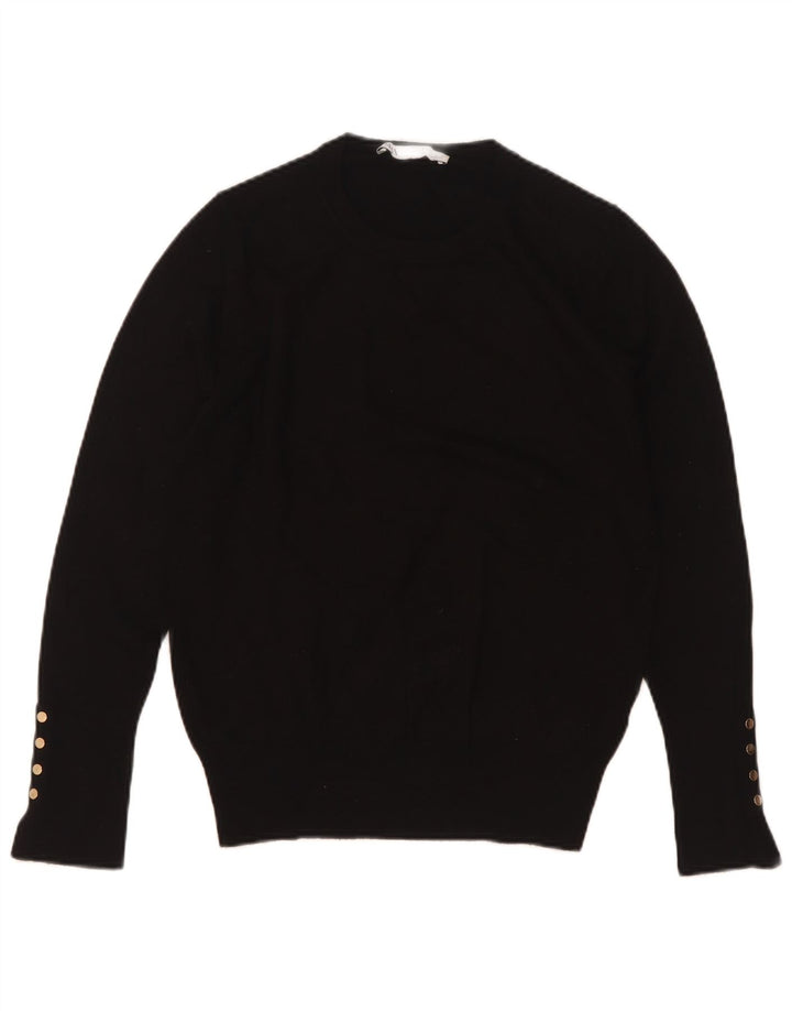 Zara Womens Crew Neck Jumper Sweater UK 12 Medium Black