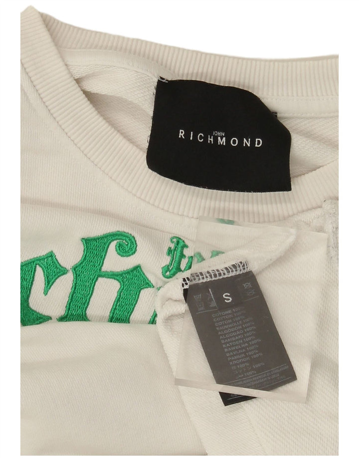 RICHMOND Felpa con grafica oversize da donna UK 10 Small Bianca