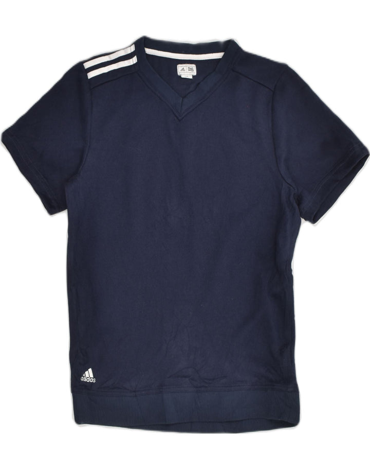 ADIDAS Womens T-Shirt Top UK 10 Small Navy Blue Polyester | Vintage Adidas | Thrift | Second-Hand Adidas | Used Clothing | Messina Hembry 