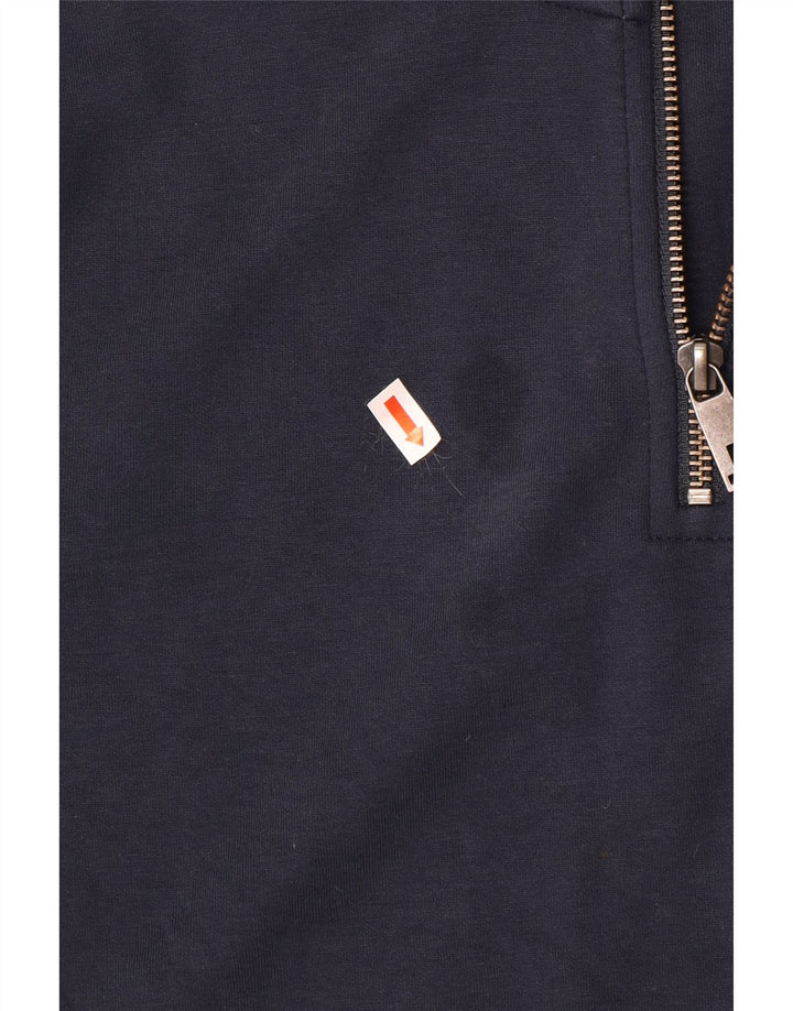 Ted Baker Mens Zip Neck Sweatshirt Jumper Size 3 Medium Navy Blue Cotton