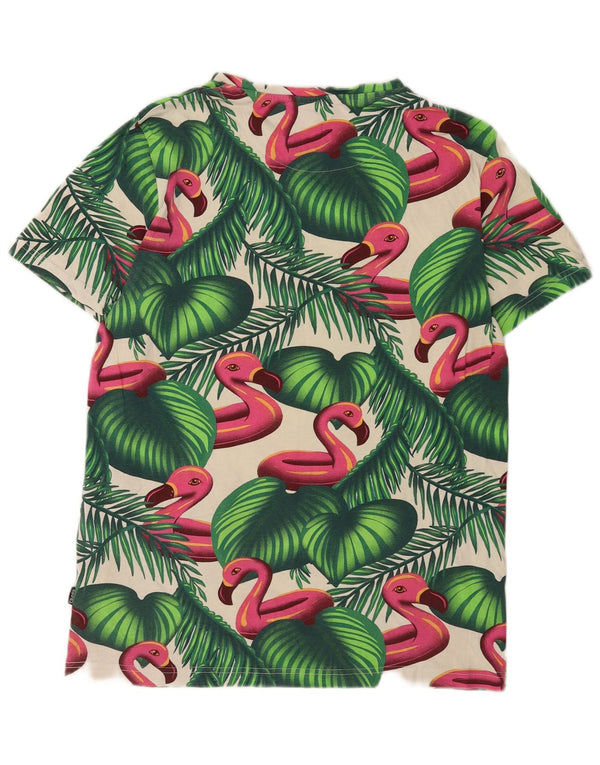 Cropp Mens Slim Fit T-Shirt Top Large Green Animal Print Cotton