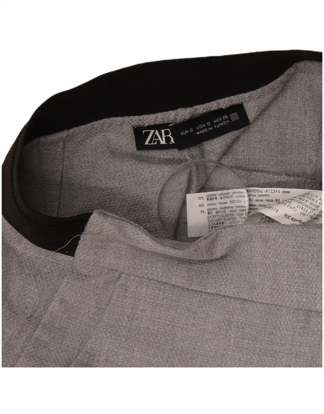 Pantalon de costume slim femme Zara Petit W26 L28 Gris Polyester