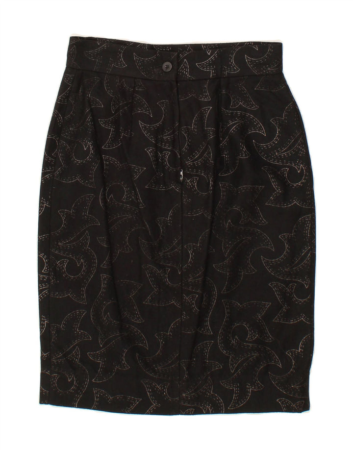 BYBLOS Womens Pencil Skirt IT 42 Medium W28  Black Paisley Vintage Byblos and Second-Hand Byblos from Messina Hembry 