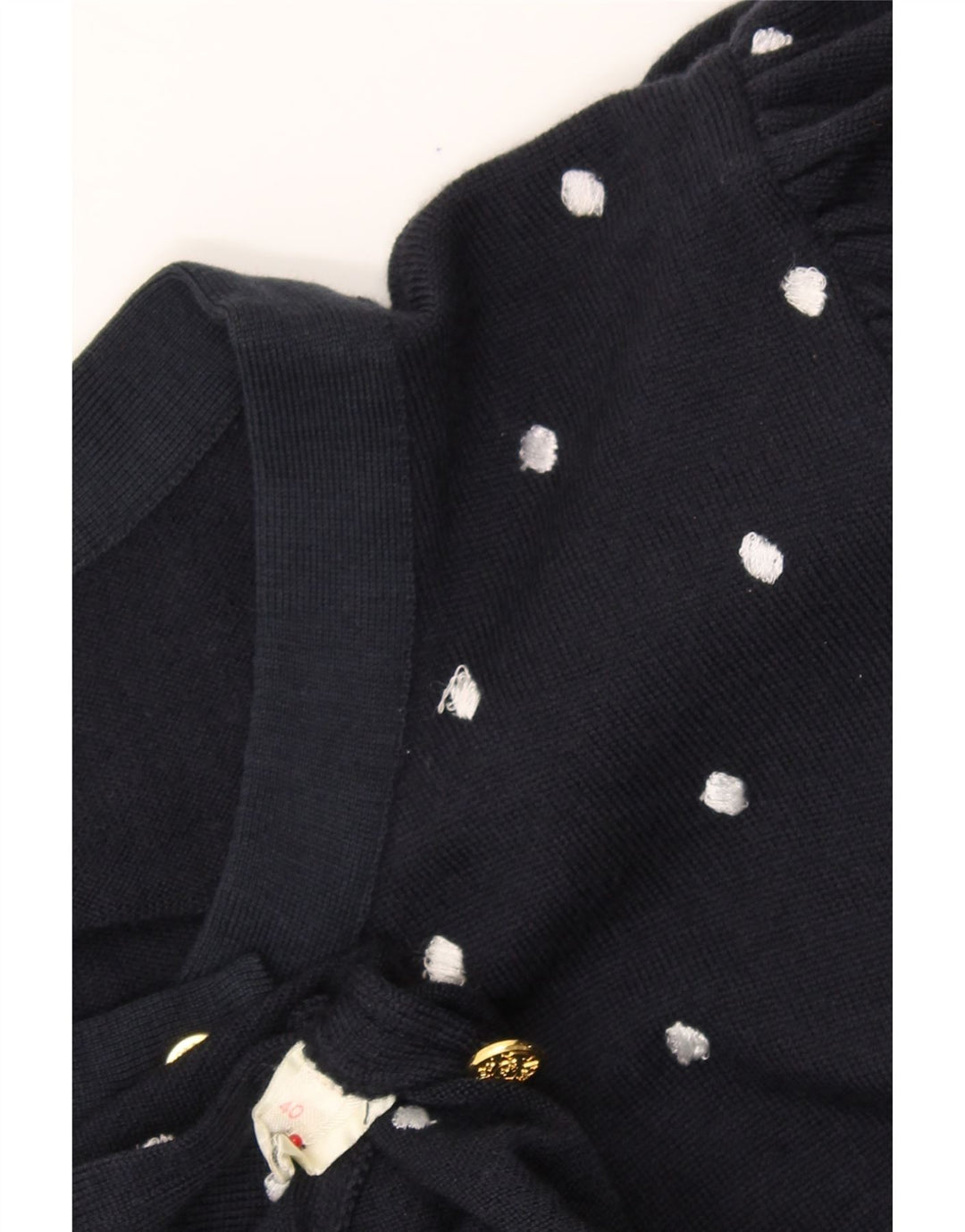RENZO Womens Short Sleeve Shirt Blouse EU 40 Medium Navy Blue Polka Dot Vintage Renzo and Second-Hand Renzo from Messina Hembry 