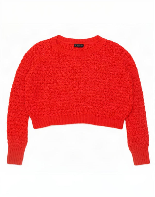 Topshop Womens Crop Oversized Boat Neck Jumper Sweater UK 10 Small Red