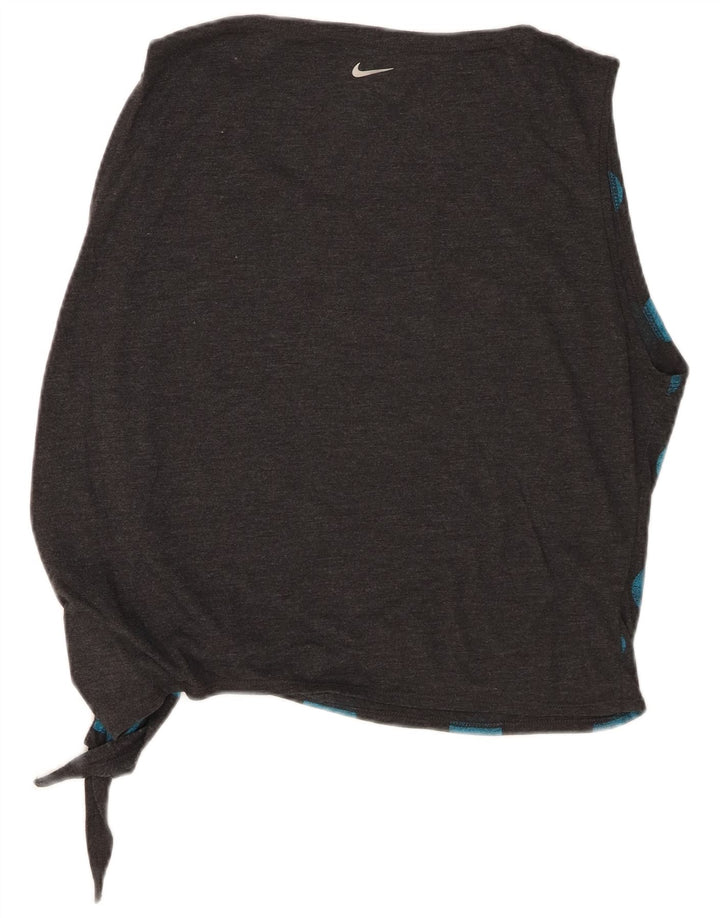 Nike Womens Dri Fit Graphic Vest Top UK 14 Medium Grey Polka Dot Polyester