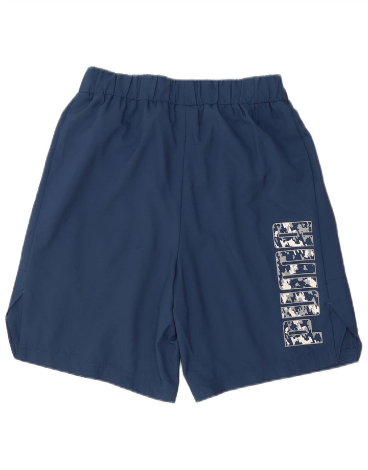 Puma Mens Graphic Sport Shorts Small Navy Blue Polyester