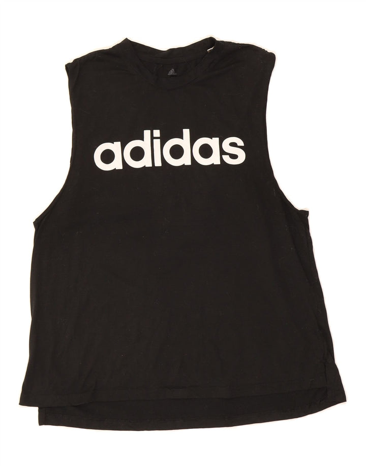 ADIDAS Womens Graphic Vest Top UK 16/18 Large Black Polyester Vintage Adidas and Second-Hand Adidas from Messina Hembry 