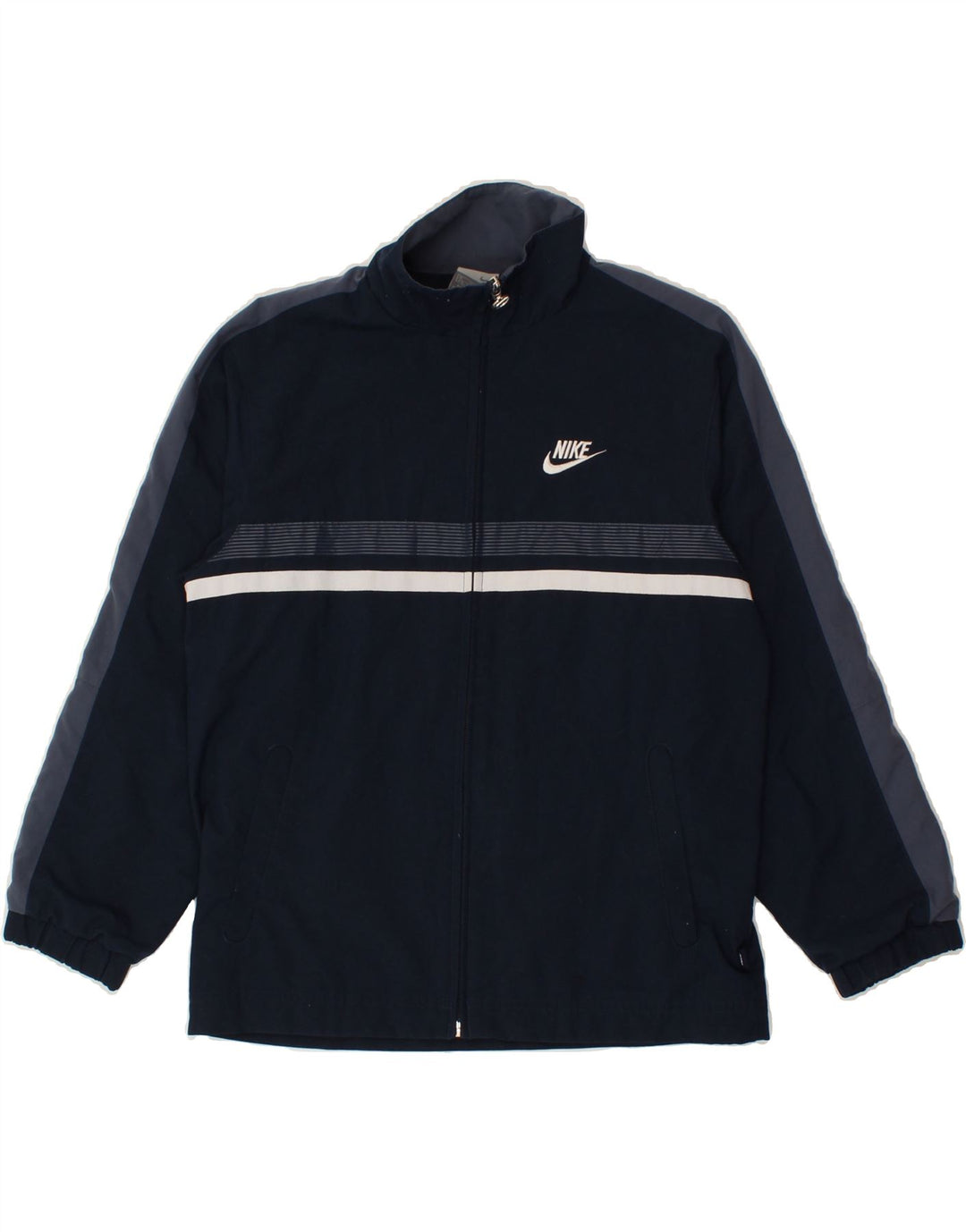 NIKE Boys Graphic Tracksuit Top Jacket 10-11 Years Medium Navy Blue Vintage Nike and Second-Hand Nike from Messina Hembry 
